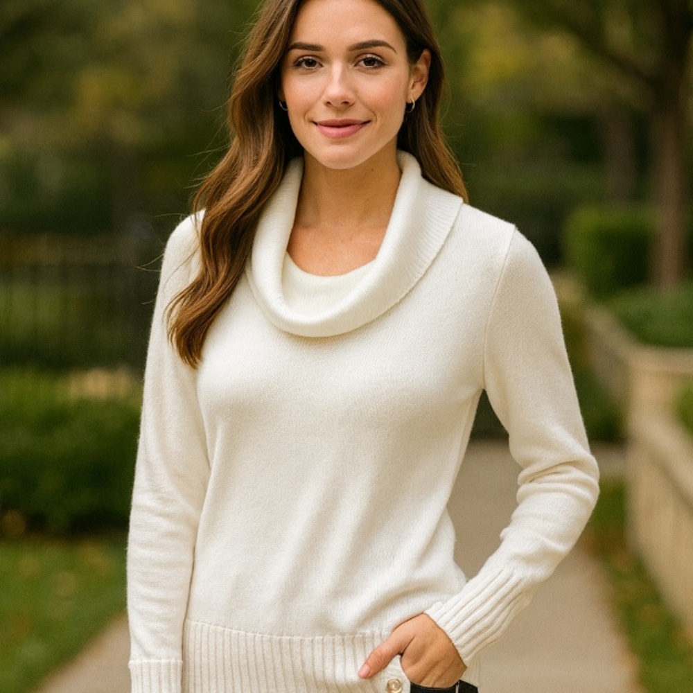 Tommy Hilfiger Cream Cowl Neck Sweater